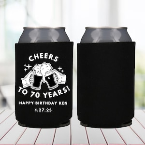 Cheers to 70 Years Birthday Cans, 70th Birthday Can Coolers, 70th Birthday Favor, Born in 1955, 70th Party Decor 70 years Old Bday, Happy 70