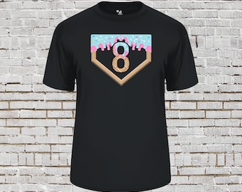 8th Birthday Baseball Shirt Baseball Drip Tshirt Baseball Birthday Shirt Number 8 Ice Cream Shirt Black Ice Cream Shirt 8 Baseball Number