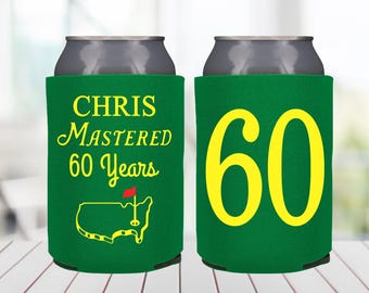 60th Golf Birthday, Mastered 60 Years Party, 60 Years Birthday, Golf Party Favors, Golf Birthday Can Coolers, Custom Golf Party Favors