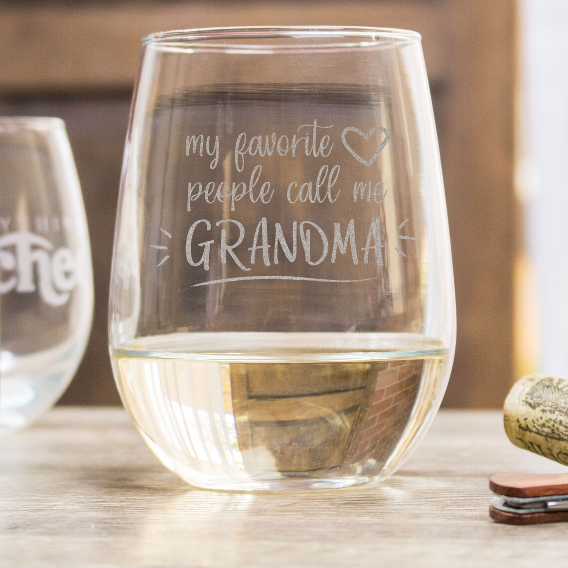 Grandma Wine Glass Grandmother Gift Stemless White Wine Etsy