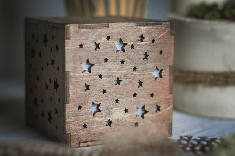De Chambre Chevet Pour Bois ÉtoilesVeilleuse ÉclairageCadeau BébéNuit Ciel Cube BoisEnfants En Lampe Bébé Table j54AL3R