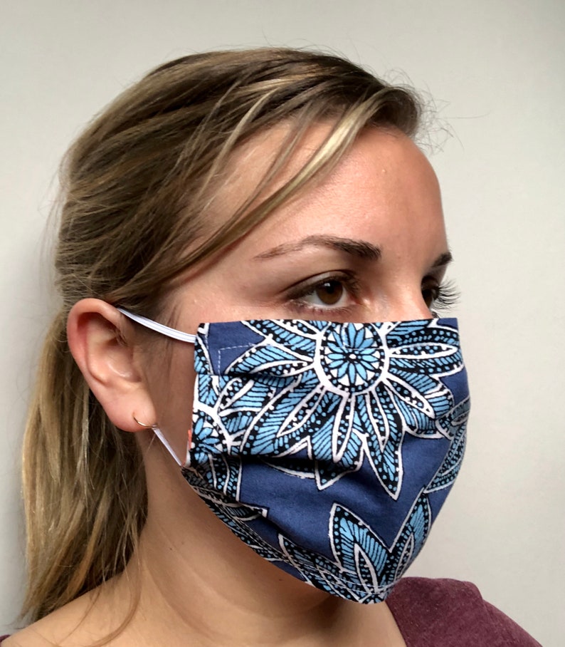 Face Mask With Nose Strip and Filter Pocket Washable Etsy