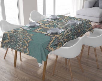 Boho Tablecloth,Tablecloth Rectangle,Tablecloth Square,Christmas Gift,Home Decor,Kitchen Decor,Gift for Her,Bohemian Tablecloth,Mandala