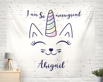 Minimal Nursery Decor, Girl Wall Decor, Cat Wall Decor, Unicorn Cat Decor, Custom Cat Wall Decor, Girl Room Wall Decor, Children Wall Decor