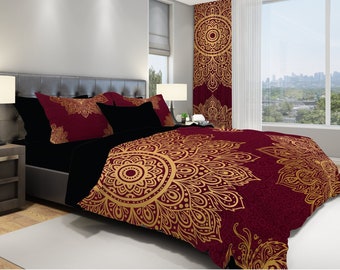 Burgundy Comforter, Boho Comforter, Mandala Comforter, Boho Bedroom, Bohemian Comforter, Indian Comforter, Queen Comforter, King Comforter