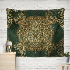Green mandala tapestry shop