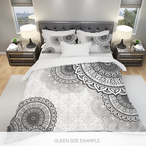 Black And White Bedding, Mandala Bedding, Boho Bedding Set, Bohemian Bedding, Boho Bedroom, Mandala Duvet Cover, Queen Bedding, King Bedding