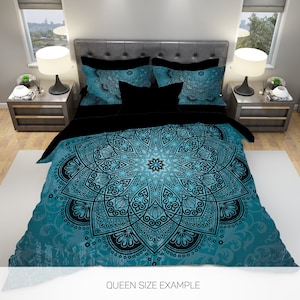 Mandala Bedding, Teal Mandala Bedding, Mandala Duvet Cover, Mandala Duvet Set, Bohemian Bedding, Boho Bedding, Boho Duvet Cover