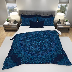 Mandala Bedding, Blue Mandala Bedding, Mandala Duvet Cover, Mandala Duvet Set, Bohemian Bedding, Boho Bedding, Boho Duvet Cover