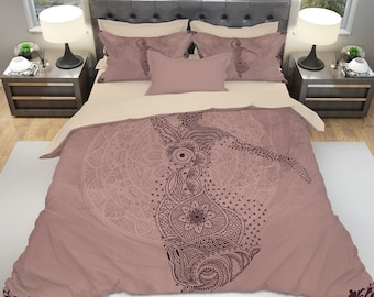 Buddha Bedding, Ash Pink Bedding, Boho Bedding, Boho Bedroom, Bohemian Duvet Cover, Bohemian Decor, Bohemian Bedding, Bohemian Style