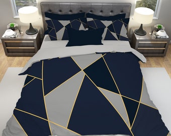 Geometric Bedding, Gray Triangle Bedding, Triangle Bedding, Modern Bedding, Art Bedding, Queen Bedding, King Bedding, Full Size Bedding
