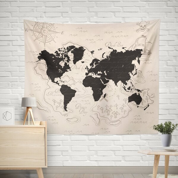 World Map Tapestry Etsy