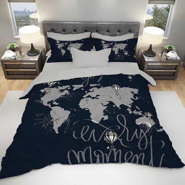 World Map Bedding - Etsy