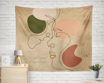 Line Art Wall Tapestry, Line Art Wall Art, Retro Art Tapestry, Line Drawing Tapestry, Modern Tapestry, Abstract Tapestry, Large Tapestry