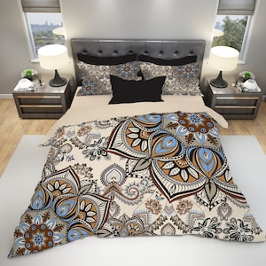 Boho Bedding, Mandala Duvet Cover Set, Bohemian Bedding Set, Hippie Duvet Cover, Queen Duvet Cover, Queen Bedding, King Bedding