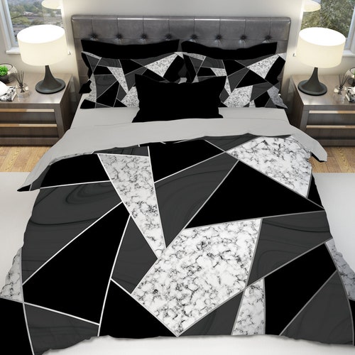Gray and Black Marble Bedding Gray and 