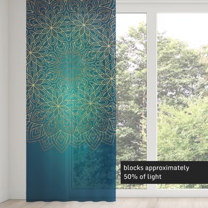 Mandala Window Curtains: Boho Chic Rod Pocket Room Decor