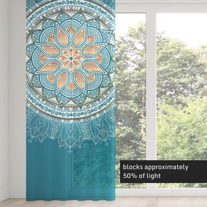 Mandala Window Curtains: Boho Rod Pocket, 50% Light Blocking