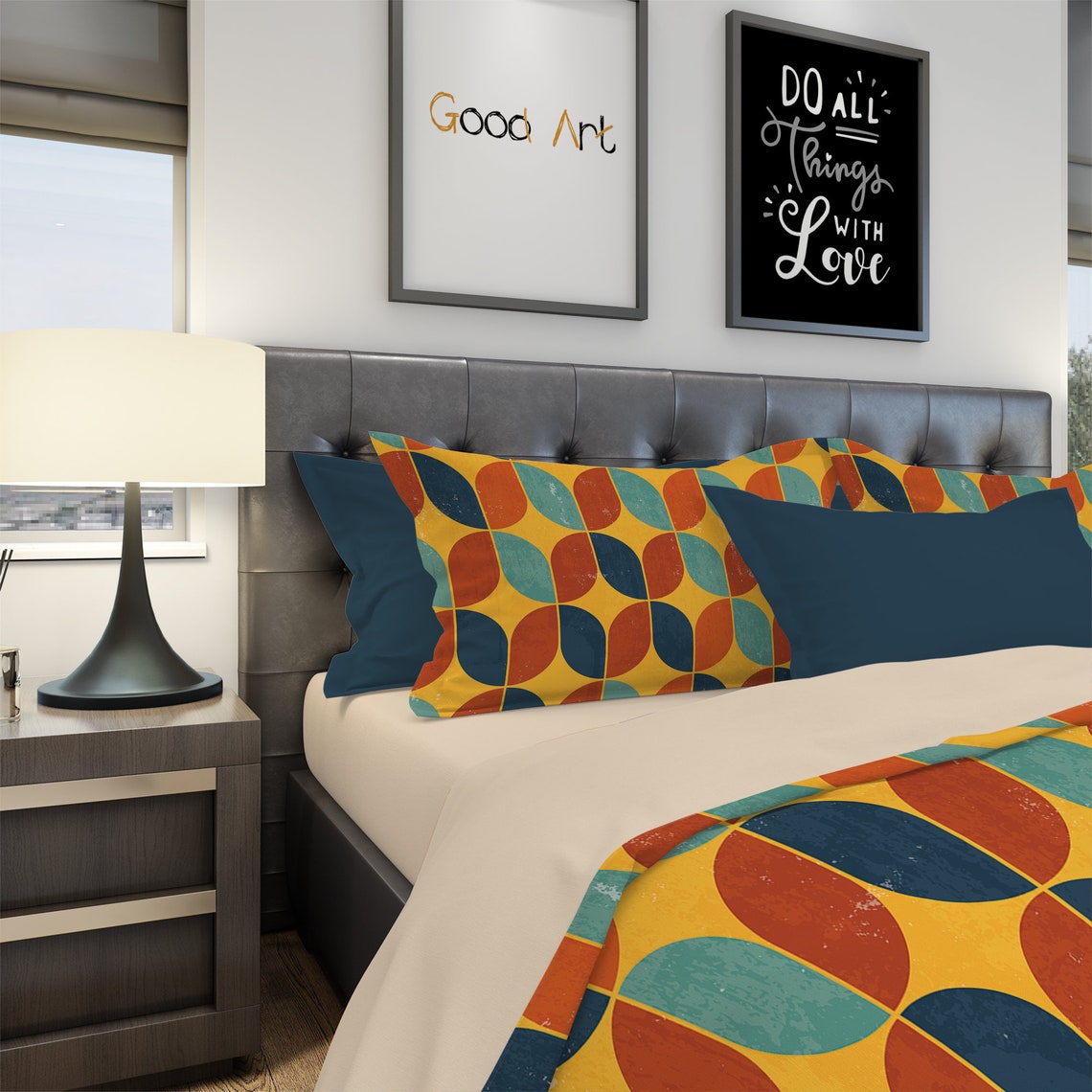 Retro Duvet Cover Retro Bedding Set Vintage Bedding Modern Etsy