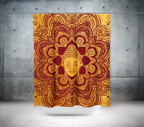 Gold Buddha Duschvorhang Boho Duschvorhang Boho Dekor