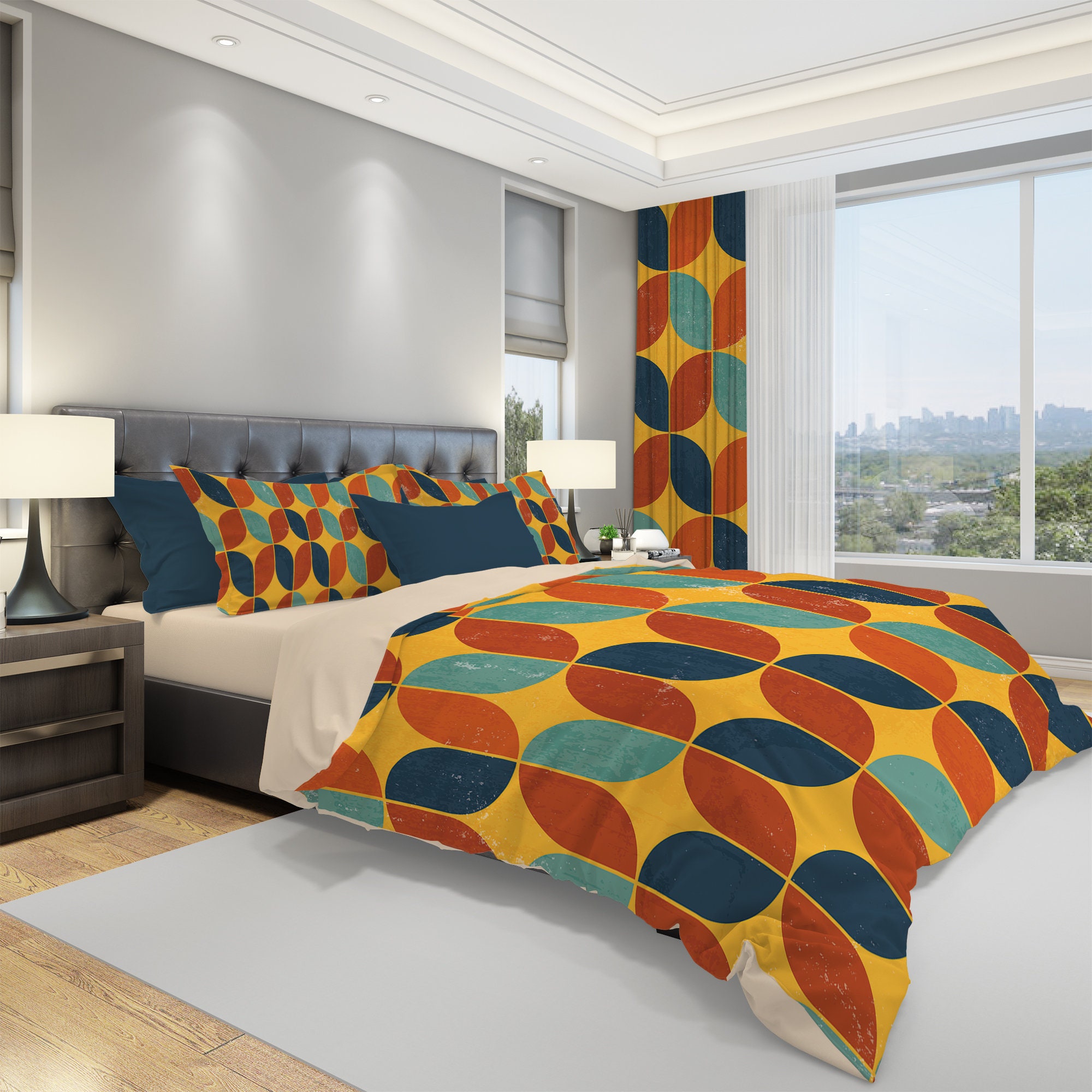 Retro Duvet Cover Retro Bedding Set Vintage Bedding Modern Etsy UK