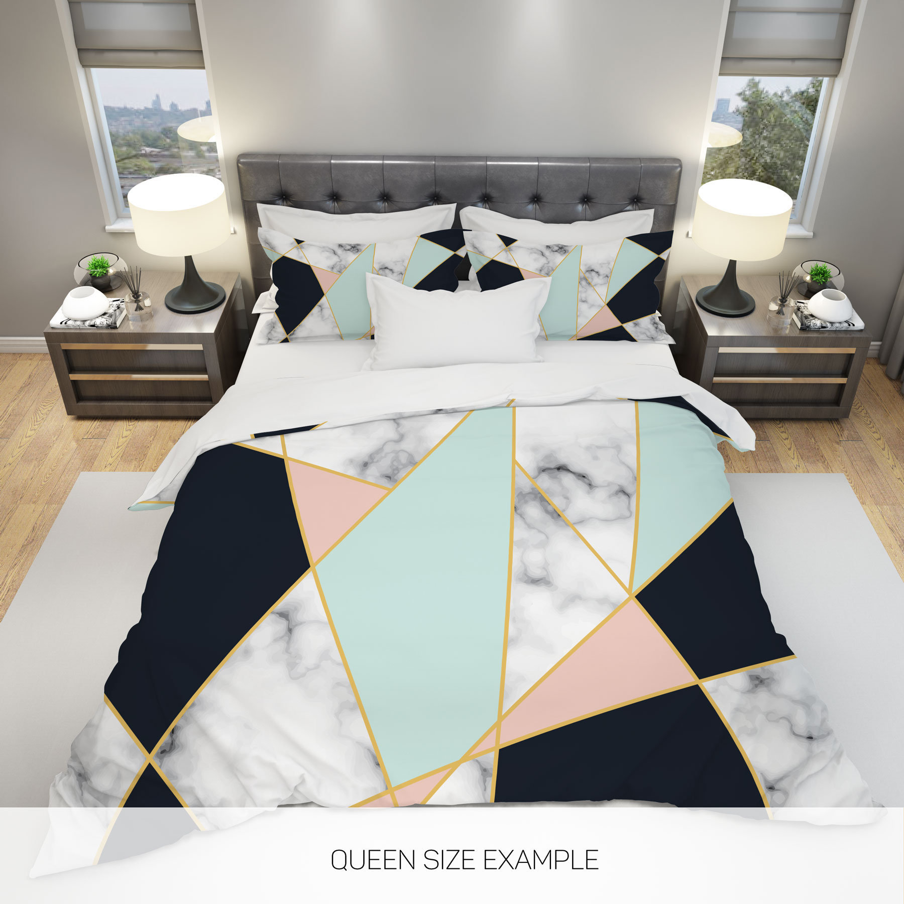 Queen marble cheap comforter set