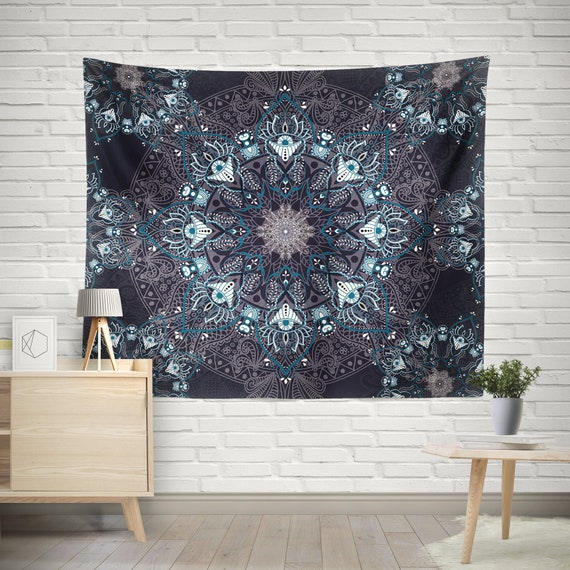 Dark blue mandala tapestry sale