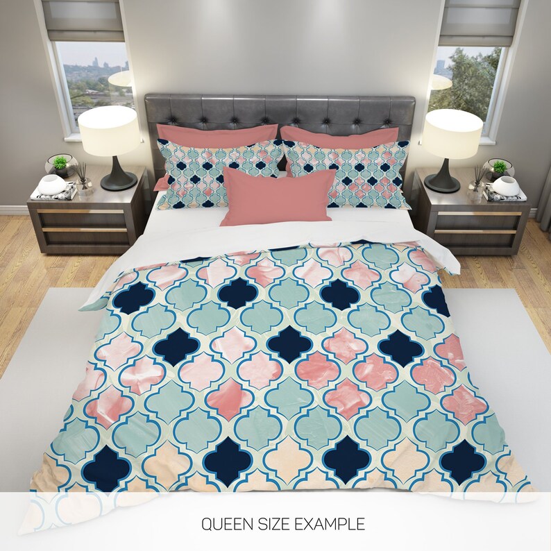 Moroccan Style Bedding Decor Marrakech Stencil Art Trellis Modern Queen Set