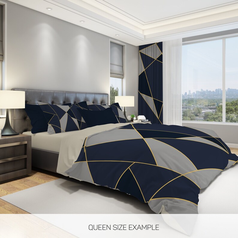 Gray Triangle Comforter Modern Comforter Set Geometric Etsy