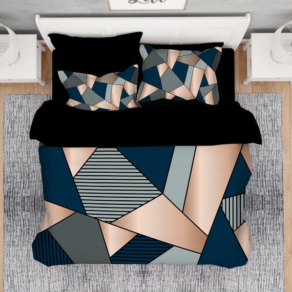 Modern Comforter Set Geometric Comforter Queen Comforter Etsy