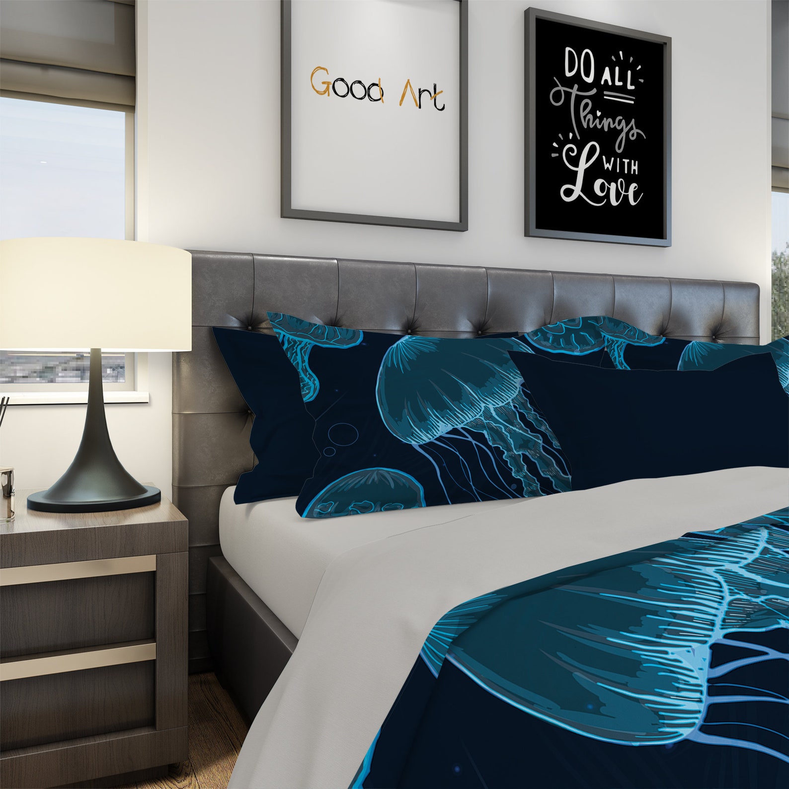 Jellyfish Bedding Blue Jellyfish Bedding Sea Bedding Ocean Etsy