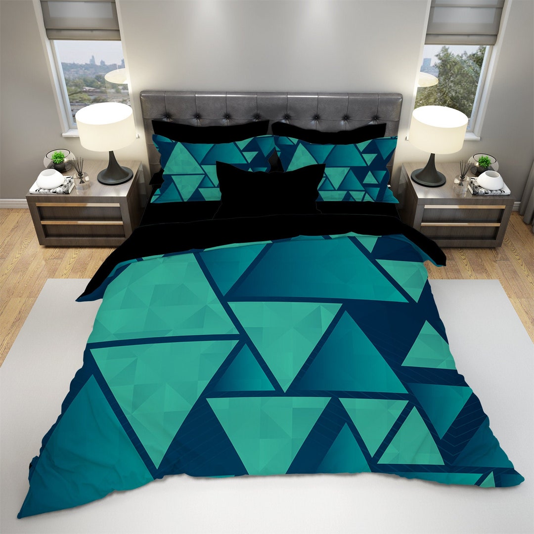Geometric Duvet Cover Set: Handmade Cotton Sateen Bedding - Etsy