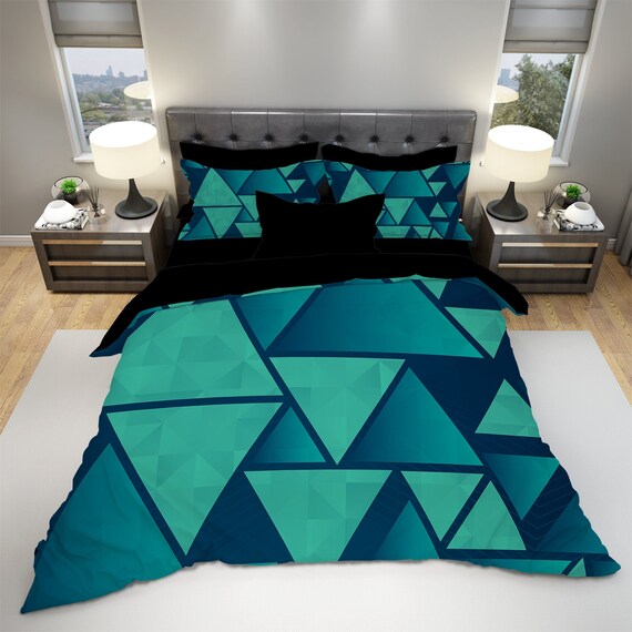 Geometric Bedding Geometric Duvet Cover Queen Full Duvet Etsy