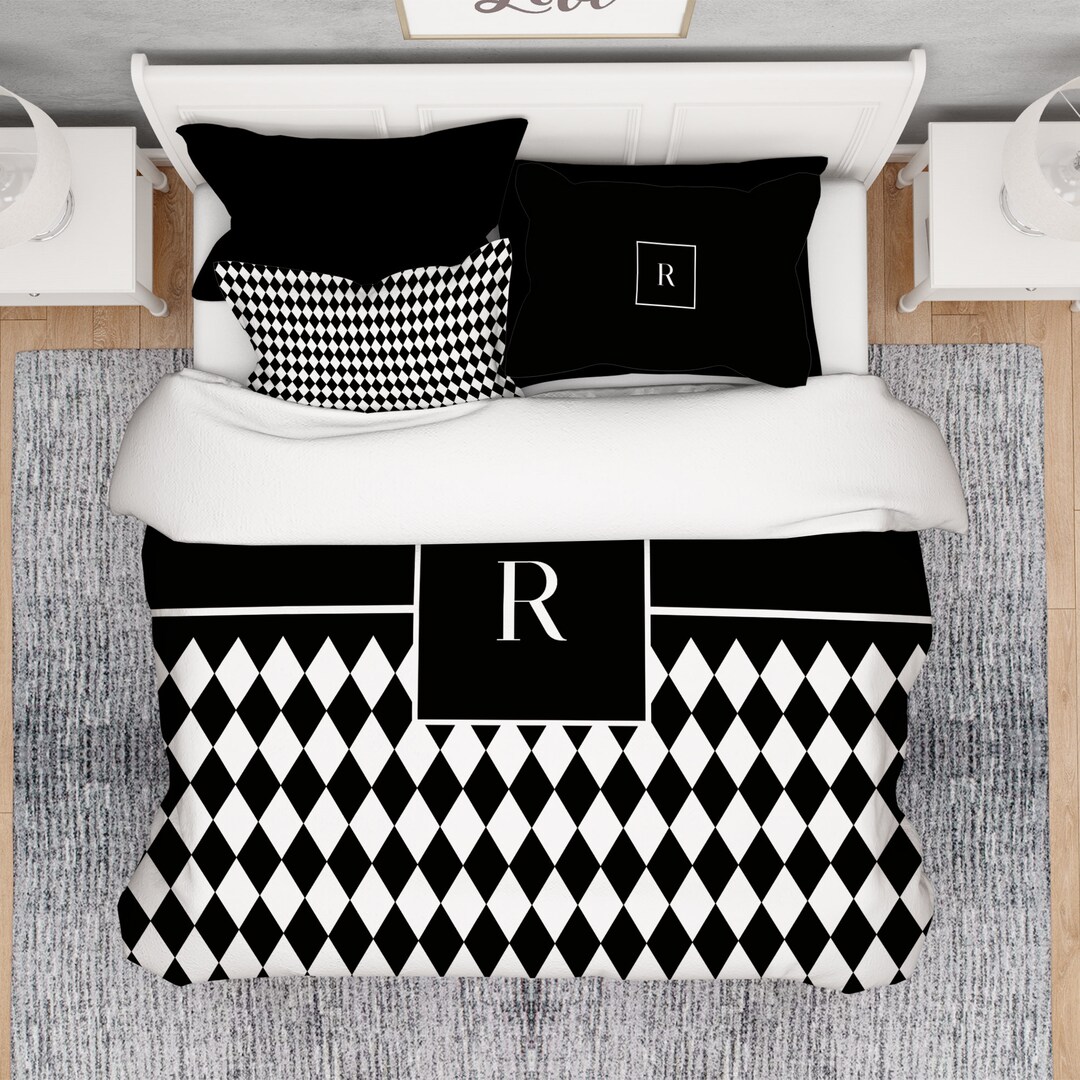 Custom Comforter Set Black and White Comforter Modern Etsy