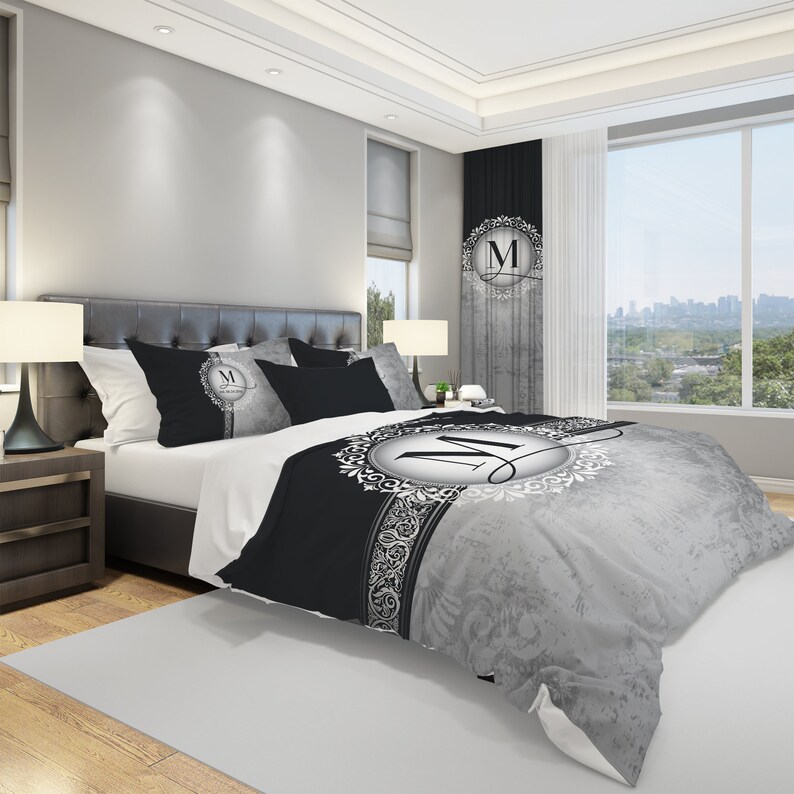Custom Bedding Set Monogram Duvet Cover Set Monogram Etsy