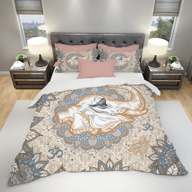 Elephant Bedding, Inide Elephant Bedding, Bohemian Bedding, Boho Bedding, Vintage Bedding, Full Bedding, Queen Bedding, King Bedding image 1