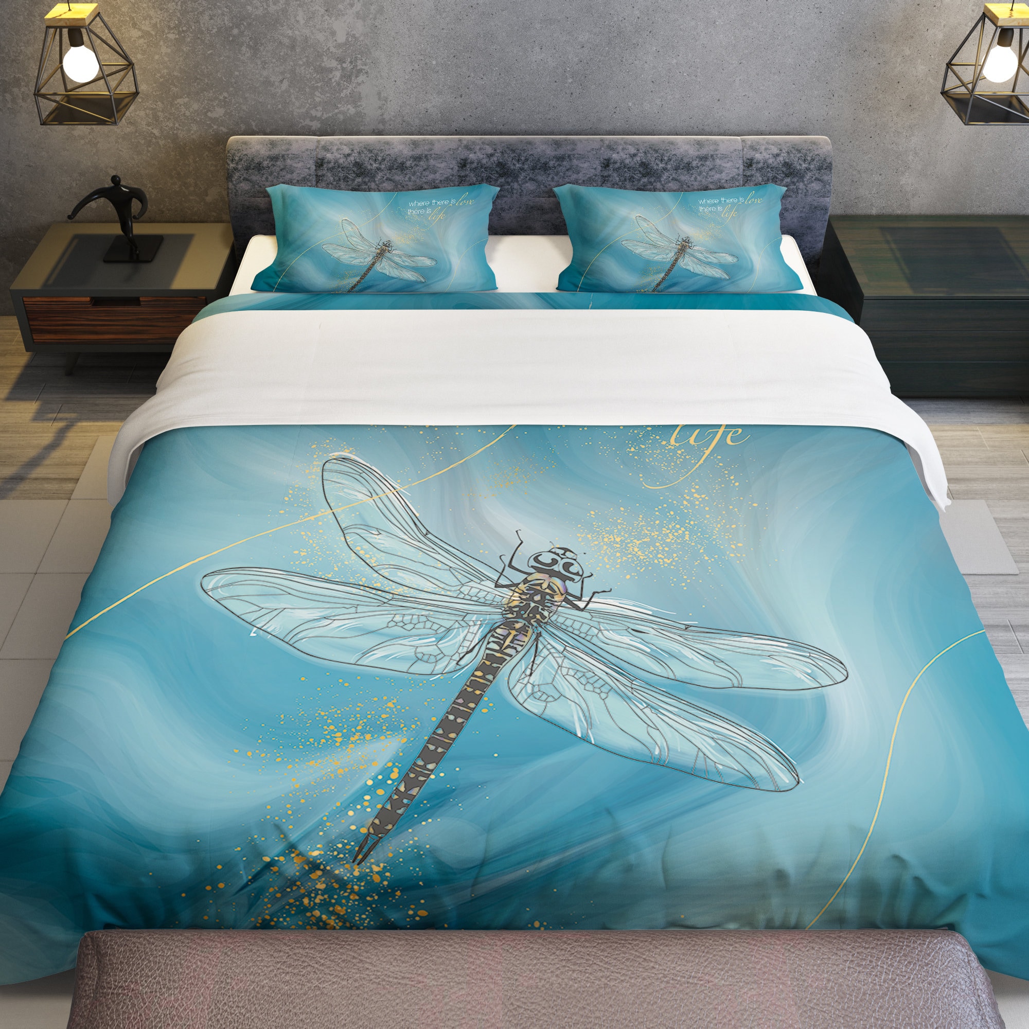 Art Dragonfly Literie Blue Dragonfly Literie Citation Etsy France