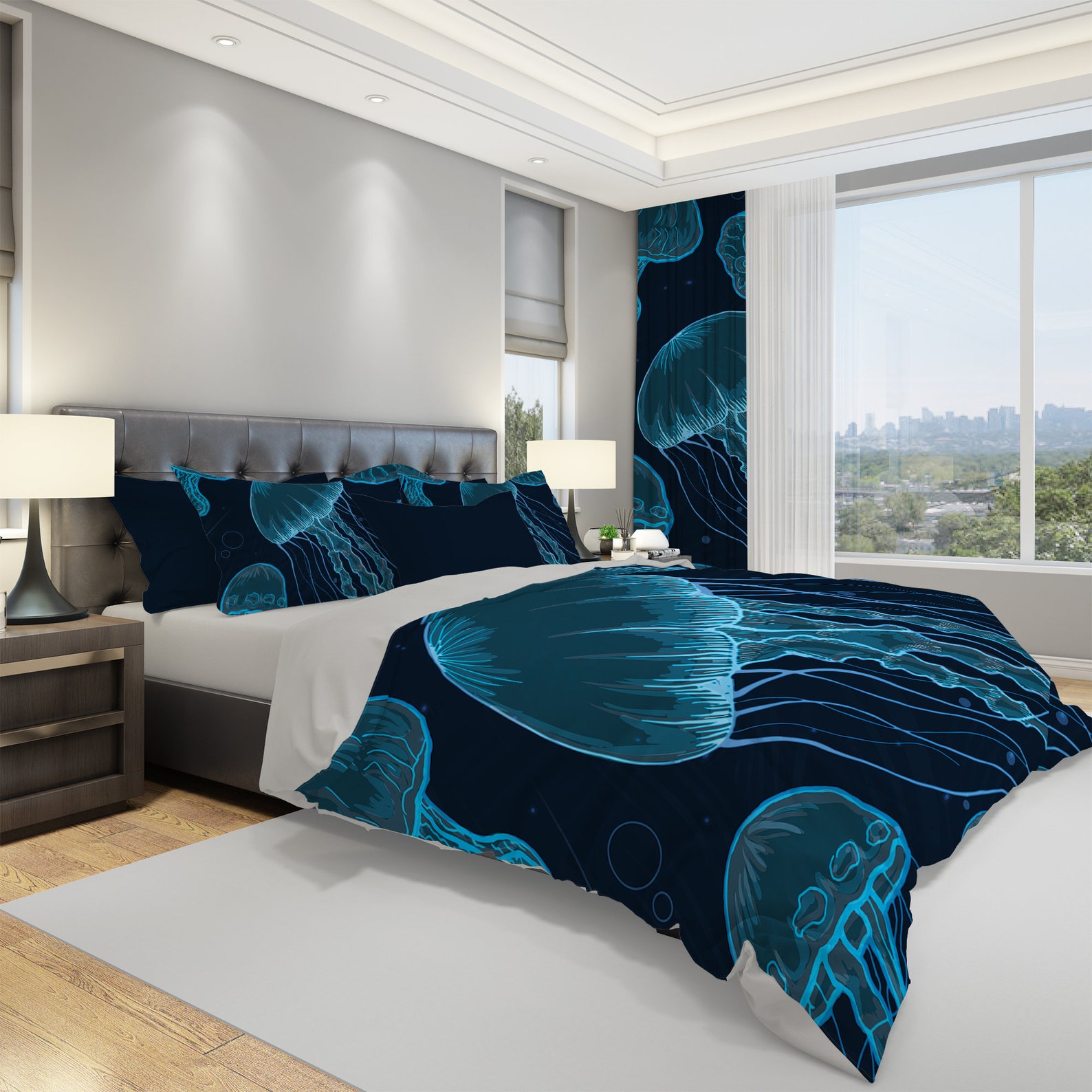 Jellyfish Bedding Blue Jellyfish Bedding Sea Bedding Ocean Etsy