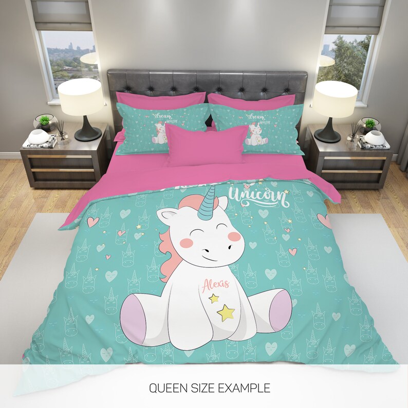 Unicorn Bedding Personalized Unicorn Bedding Kids Bedding Etsy