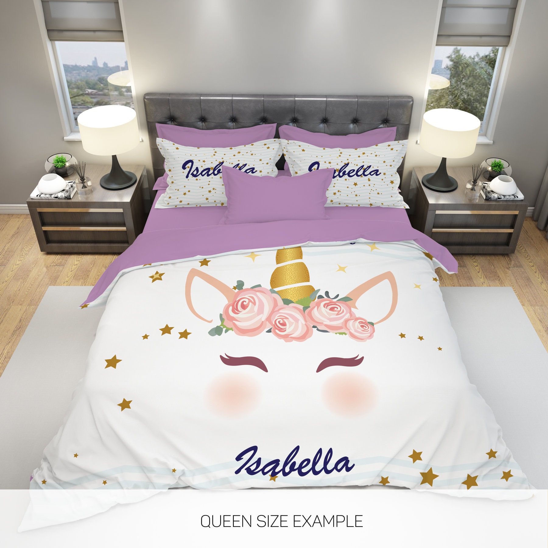 Personalized Princess Unicorn Bedding Duvet Cover For Kids Girl Unicorn Twin King And Queen Size Duvet Cover Unicorn Lover Gift