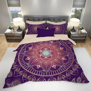 Mandala Boho Bedding, MANDALA Duvet Cover Set, Bohemian Bedding, Queen Duvet Cover, Queen Bedding, King Bedding, Seed of Life
