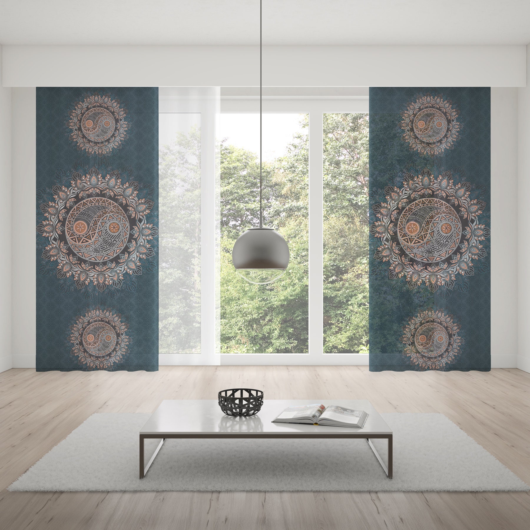 Indian Yin Yang Mandala Curtains Bohemain Black And White Door Window Room Decor 