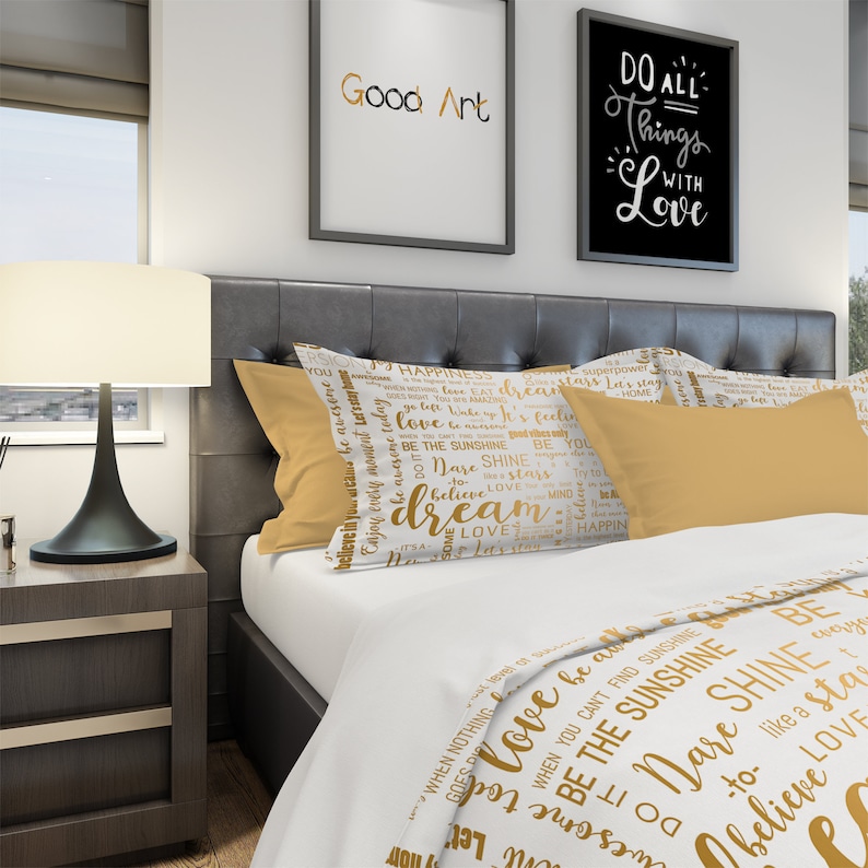 Quotes Bedding Sign Bedding Positive Quotes Bedding Modern Etsy