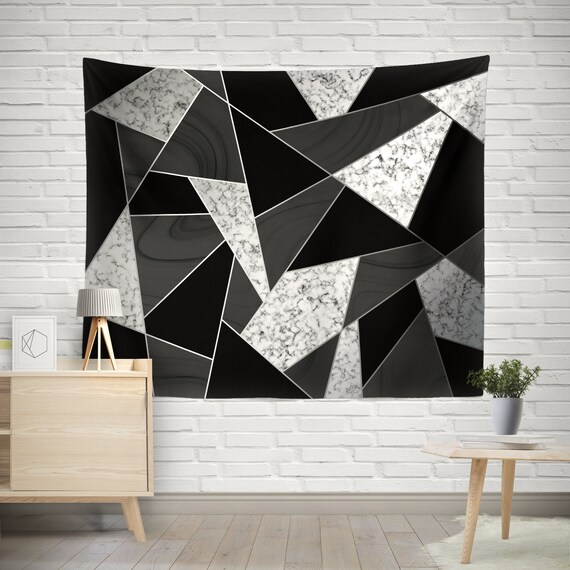 Black and Gray Wall Tapestry Black and Gray Wall Hanging Black