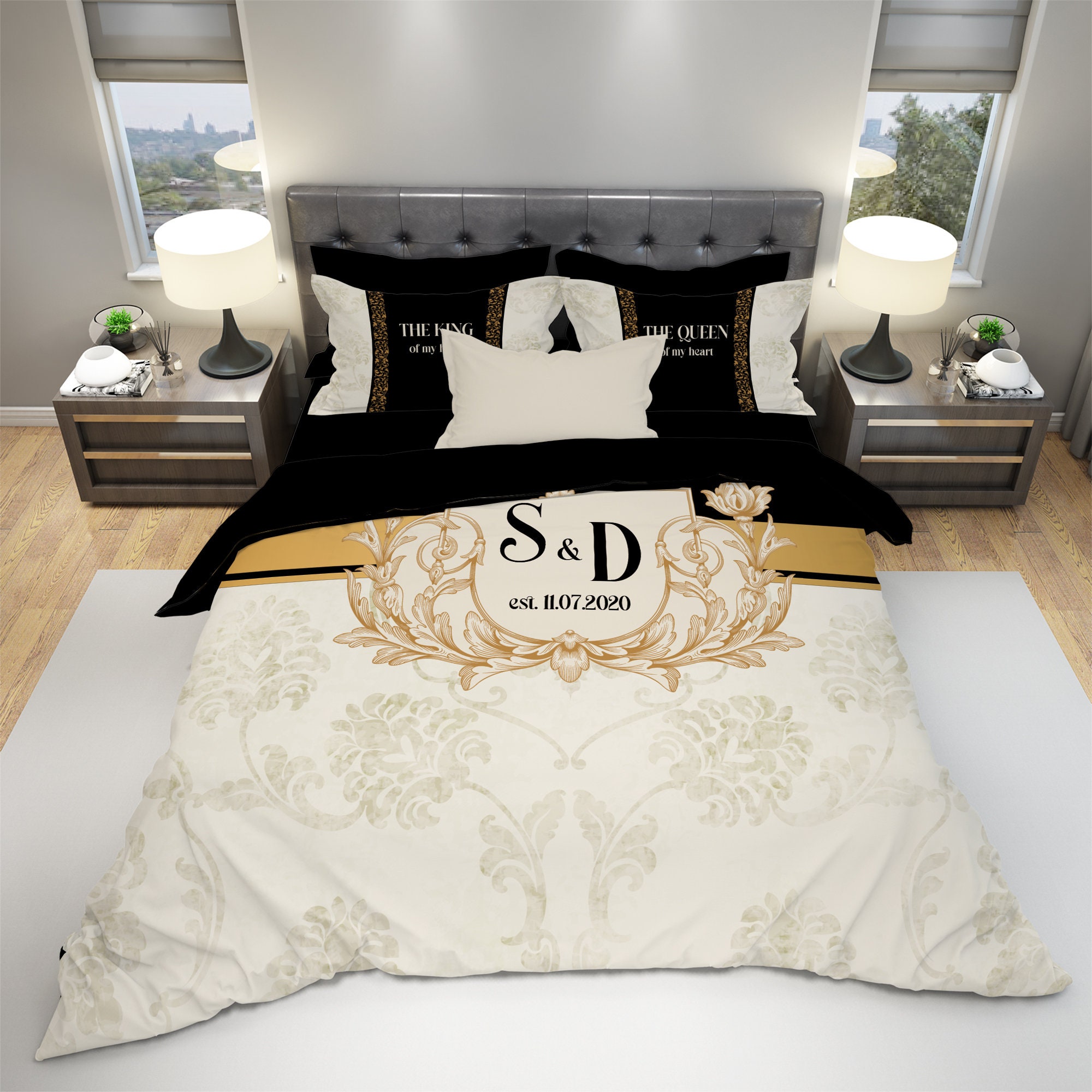 Saintlotus - LV bedding set ,silk ,queen size