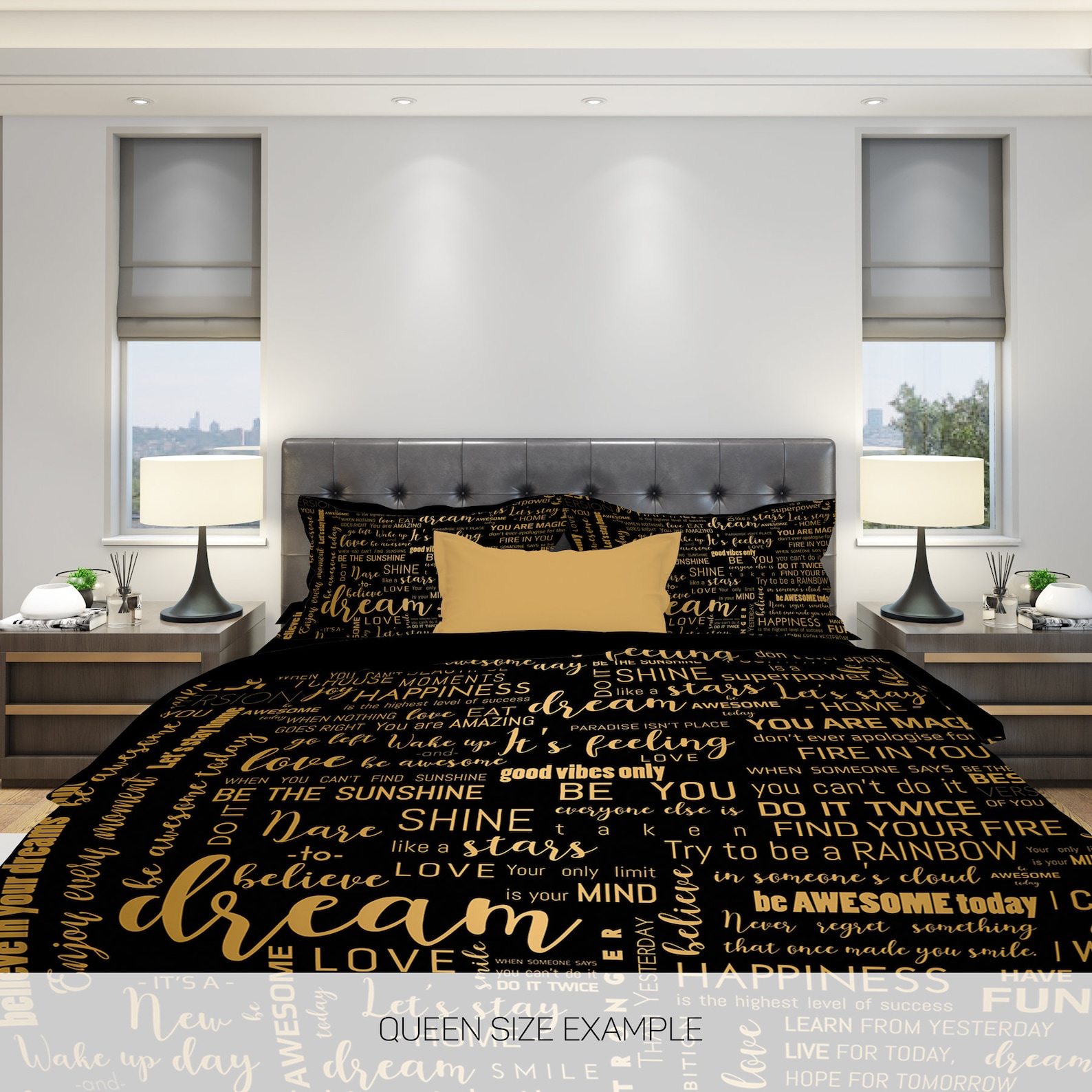 Quotes Bedding Sign Bedding Positive Quotes Bedding Modern Etsy