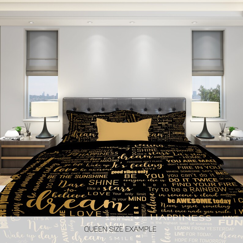 Quotes Bedding Sign Bedding Positive Quotes Bedding Modern Etsy