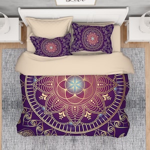 Boho Mandala Comforter: Bohemian Seed of Life Design