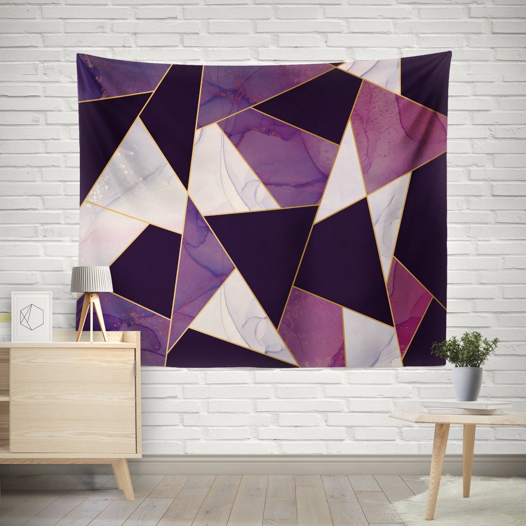 Purple Wall Tapestry, Purple Wall Hanging, Purple Marble Wall Tapestry