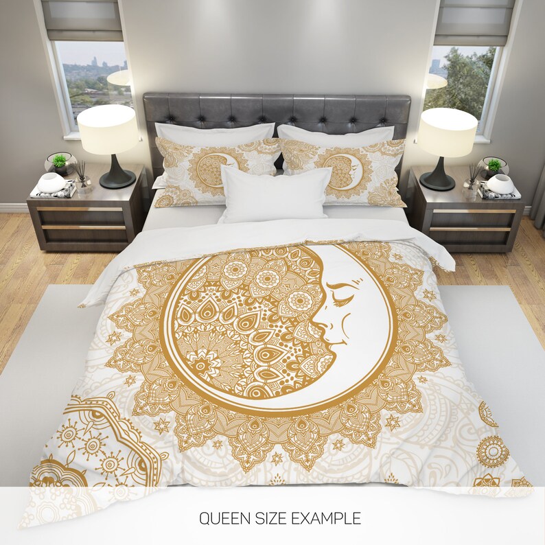 White and Gold Comforter Mandala Comforter Boho Comforter Etsy